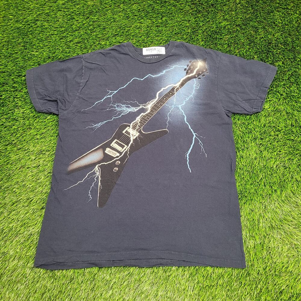 Electric Guitar Lightning Shirt M/L 21x27 Navy-Blue